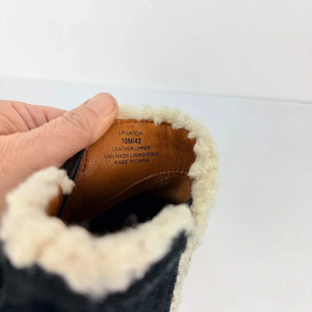 Lucky Brand 10M Laycia Black Suede Shearling Lined Womens Winter Ankle Boots - Picture 9 of 11